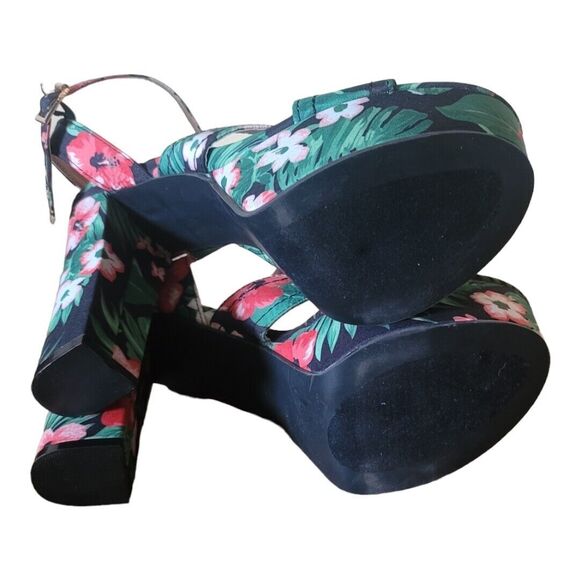 Rue 21 ETC Women’s Size Large 8/9 Platform Tropical Floral high heels. - Picture 5 of 6